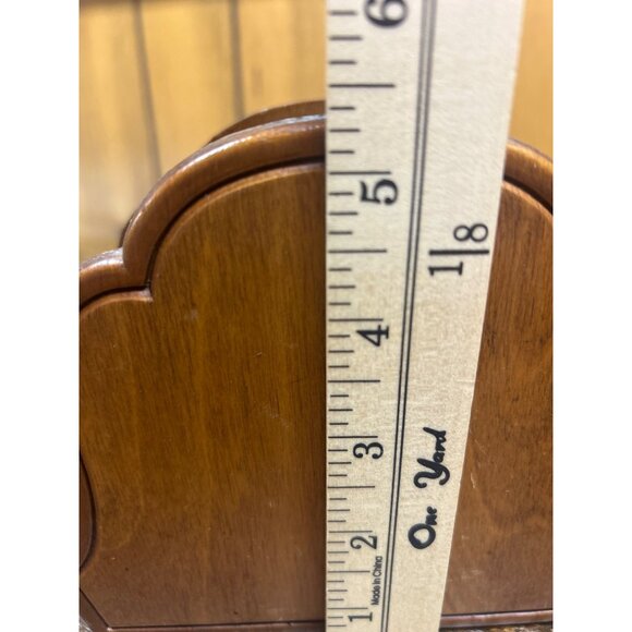 Wooden Napkin Holder With Village Design 5.5" Tall Classic Brown Finish - Picture 4 of 5